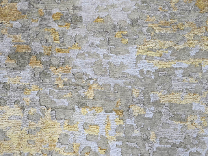 11'9" x 11'10" New Hand Knotted Beige Wool & Silk Round Oriental Rug - MOA10210206