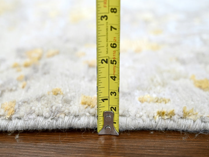 11'9" x 11'10" New Hand Knotted Beige Wool & Silk Round Oriental Rug - MOA10210206