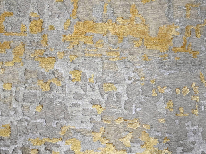 12'0" x 14'9" New Hand Knotted Beige Wool & Silk Rectangle Oriental Rug - MOA10210208