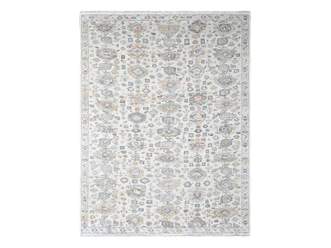 10'0" x 13'10" New Hand Knotted Ivory Wool Rectangle Oriental Rug - MOA10210216