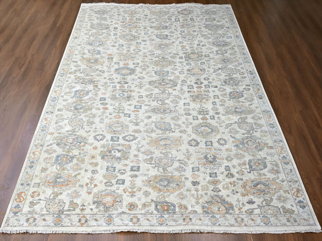 10'0" x 13'10" New Hand Knotted Ivory Wool Rectangle Oriental Rug - MOA10210216