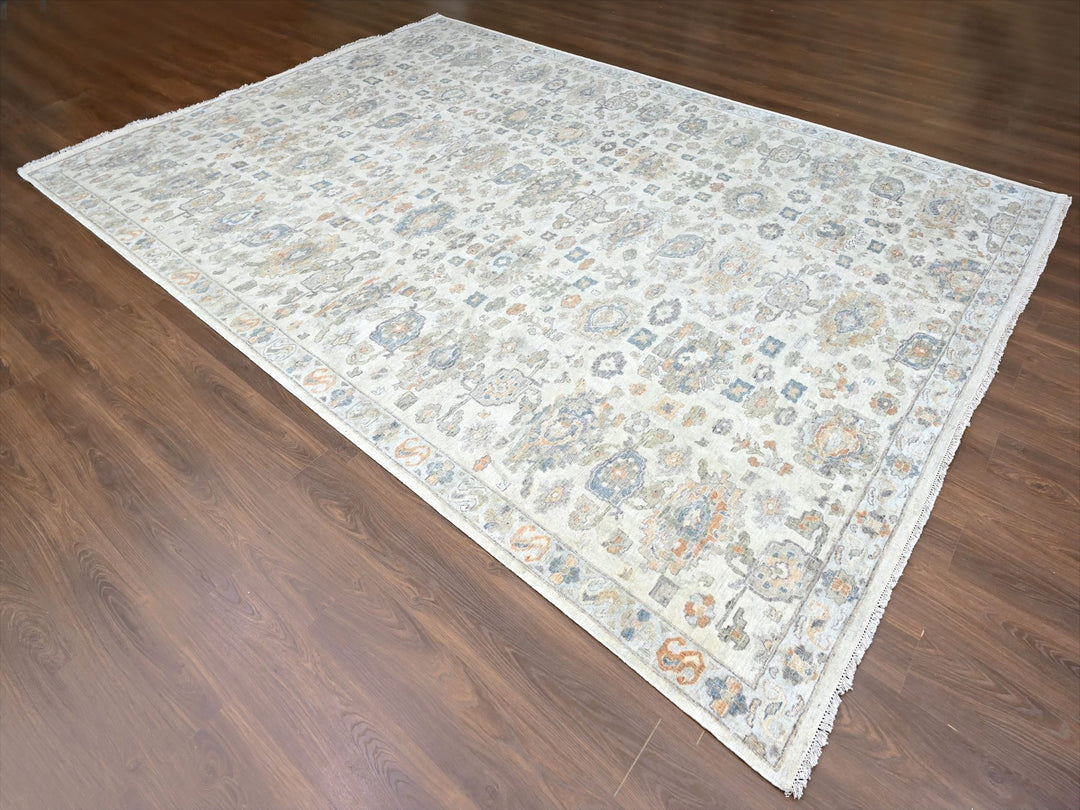 10'0" x 13'10" New Hand Knotted Ivory Wool Rectangle Oriental Rug - MOA10210216