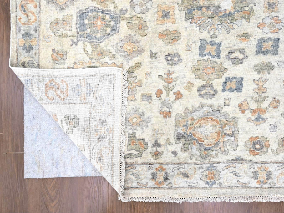 10'0" x 13'10" New Hand Knotted Ivory Wool Rectangle Oriental Rug - MOA10210216