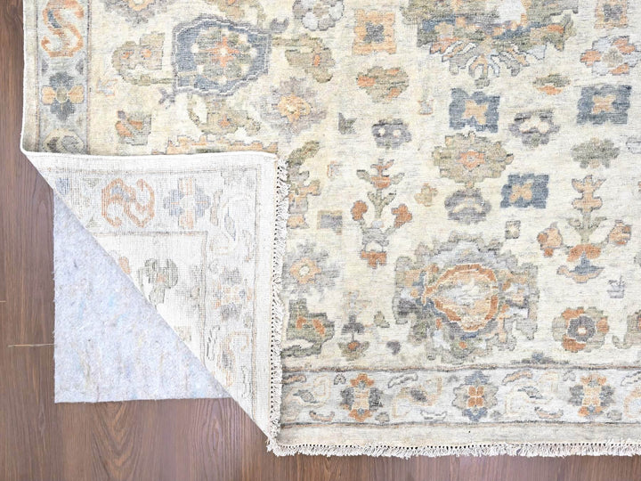 10'0" x 13'10" New Hand Knotted Ivory Wool Rectangle Oriental Rug - MOA10210216