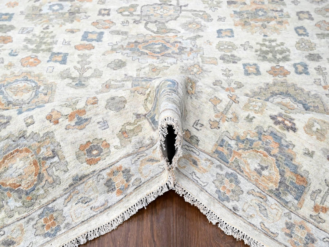 10'0" x 13'10" New Hand Knotted Ivory Wool Rectangle Oriental Rug - MOA10210216