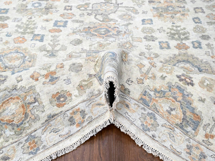 10'0" x 13'10" New Hand Knotted Ivory Wool Rectangle Oriental Rug - MOA10210216