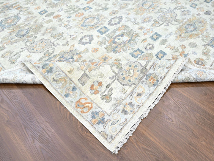 10'0" x 13'10" New Hand Knotted Ivory Wool Rectangle Oriental Rug - MOA10210216