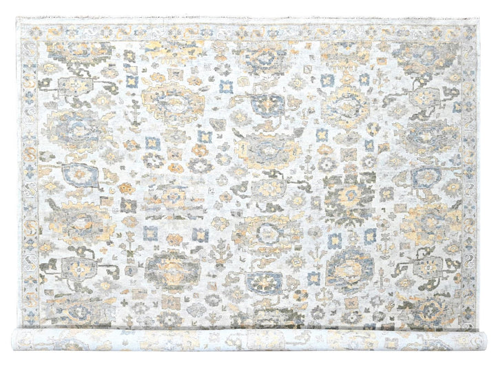 12'1" x 14'11" New Hand Knotted Grey Wool Rectangle Oriental Rug - MOA10210217