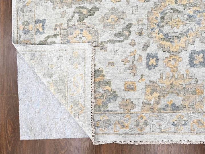 12'1" x 14'11" New Hand Knotted Grey Wool Rectangle Oriental Rug - MOA10210217