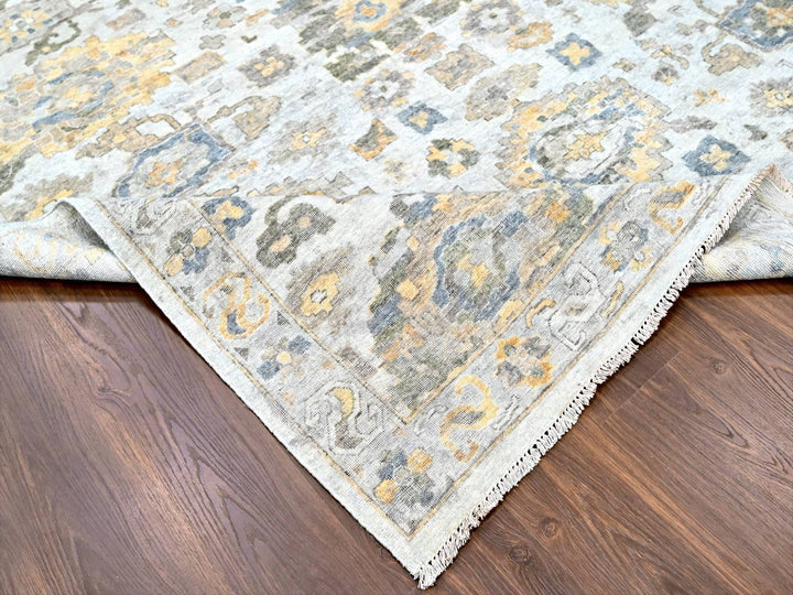 12'1" x 14'11" New Hand Knotted Grey Wool Rectangle Oriental Rug - MOA10210217