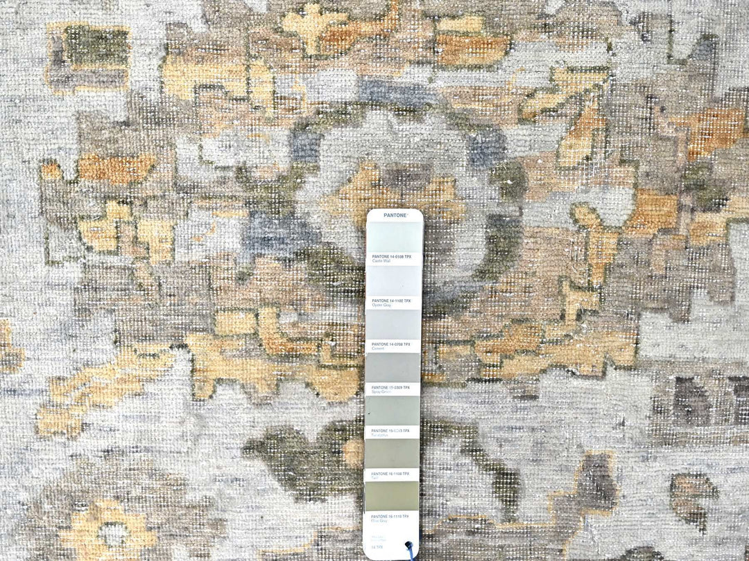 12'1" x 14'11" New Hand Knotted Grey Wool Rectangle Oriental Rug - MOA10210217