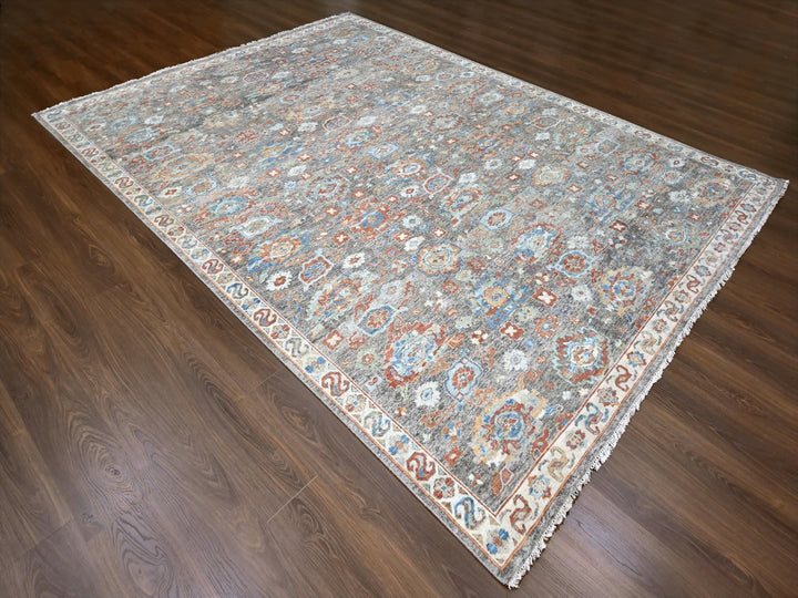 8'11" x 11'10" New Hand Knotted Brown Wool Rectangle Oriental Rug - MOA10210218