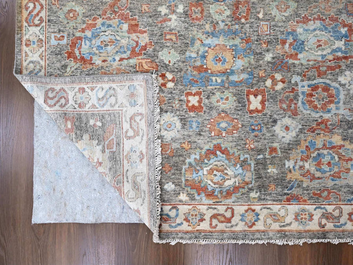 8'11" x 11'10" New Hand Knotted Brown Wool Rectangle Oriental Rug - MOA10210218