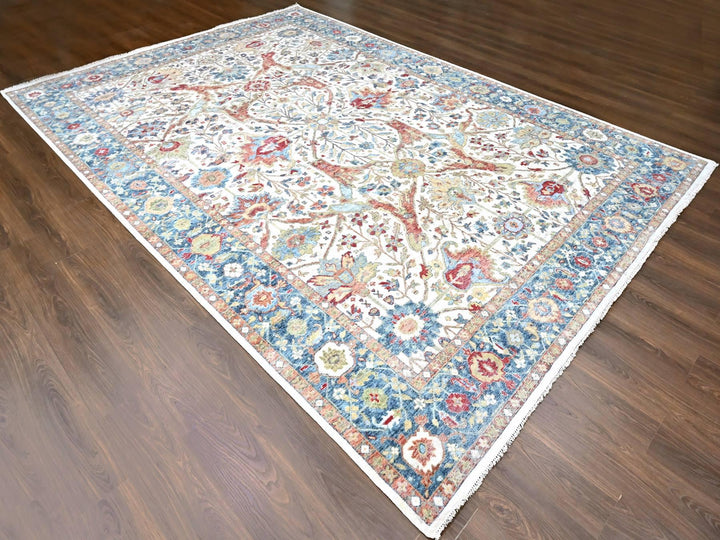 9'11" x 13'11" New Hand Knotted Ivory Wool Rectangle Oriental Rug - MOA10210221