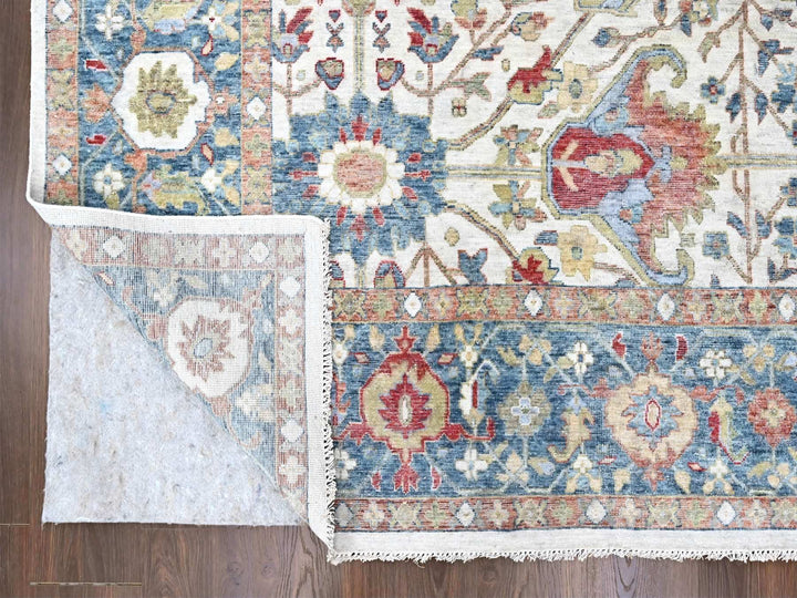 9'11" x 13'11" New Hand Knotted Ivory Wool Rectangle Oriental Rug - MOA10210221