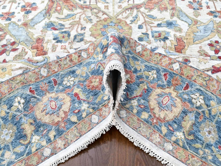 9'11" x 13'11" New Hand Knotted Ivory Wool Rectangle Oriental Rug - MOA10210221