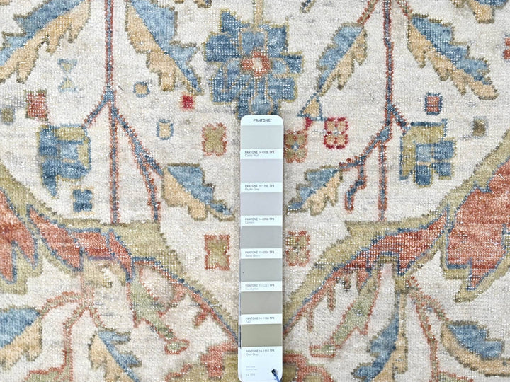 9'11" x 13'11" New Hand Knotted Ivory Wool Rectangle Oriental Rug - MOA10210221