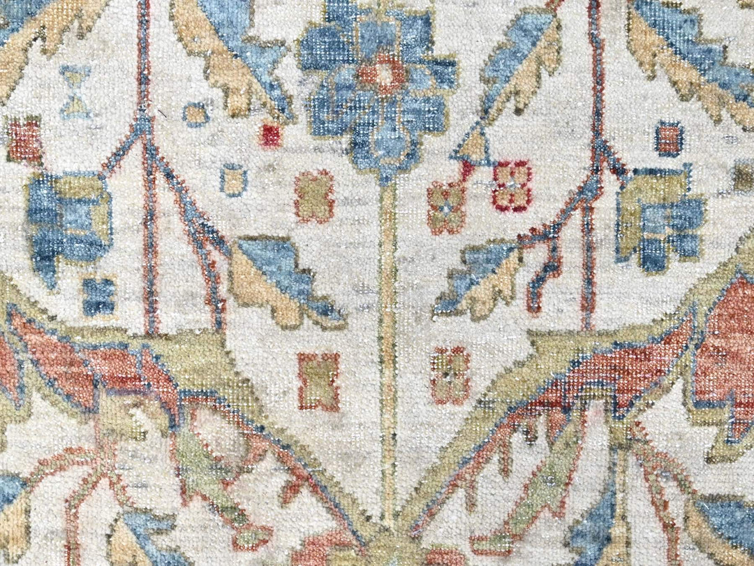 9'11" x 13'11" New Hand Knotted Ivory Wool Rectangle Oriental Rug - MOA10210221