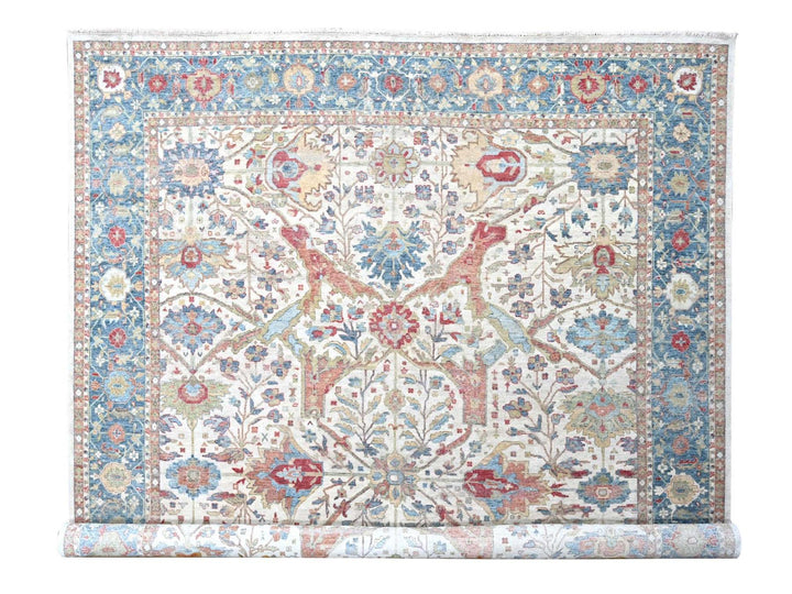 11'11" x 15'0" New Hand Knotted Ivory Wool Rectangle Oriental Rug - MOA10210222