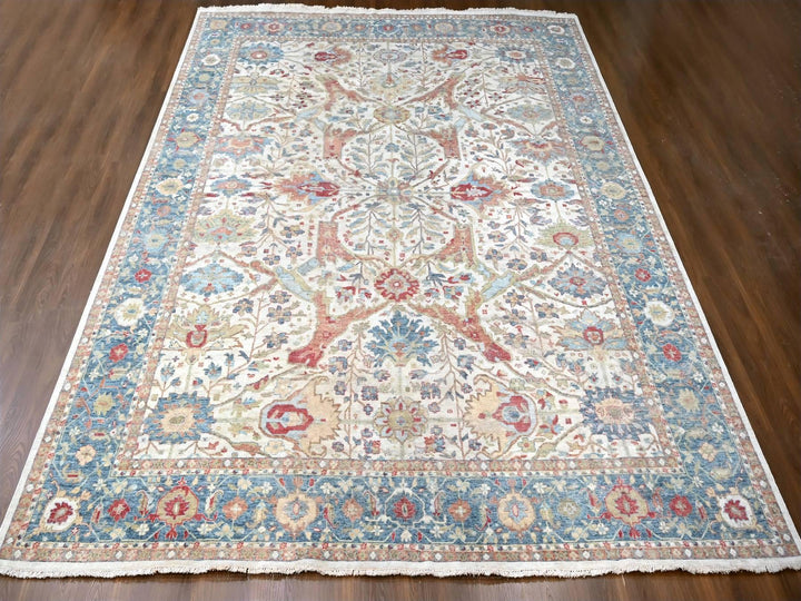 11'11" x 15'0" New Hand Knotted Ivory Wool Rectangle Oriental Rug - MOA10210222