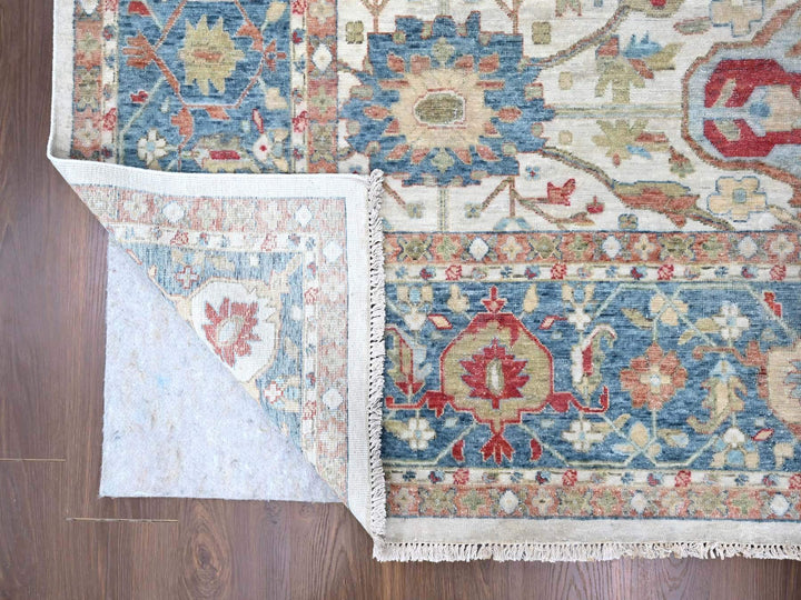 11'11" x 15'0" New Hand Knotted Ivory Wool Rectangle Oriental Rug - MOA10210222