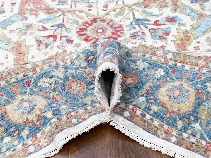 11'11" x 15'0" New Hand Knotted Ivory Wool Rectangle Oriental Rug - MOA10210222