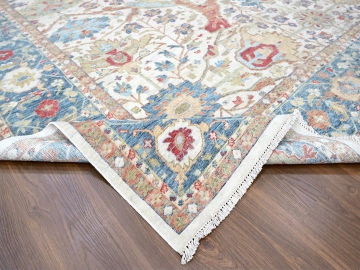 11'11" x 15'0" New Hand Knotted Ivory Wool Rectangle Oriental Rug - MOA10210222