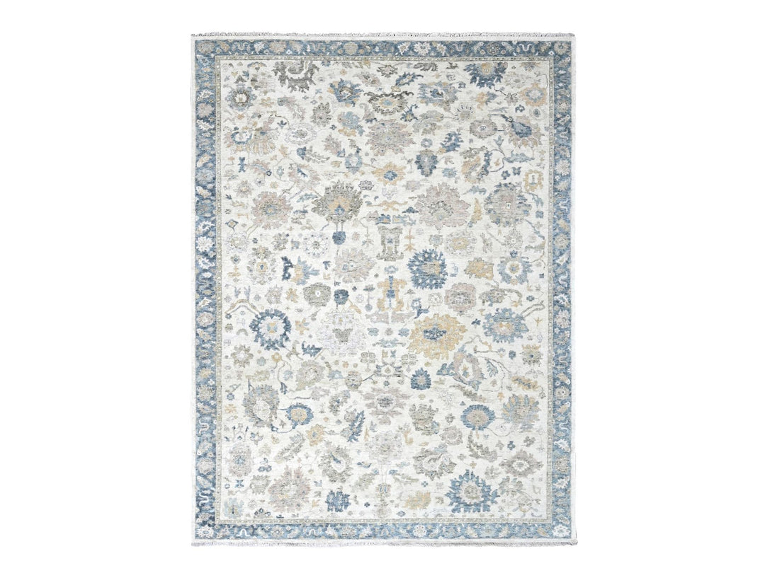 8'11" x 12'1" New Hand Knotted Ivory Wool Rectangle Oriental Rug - MOA10210224