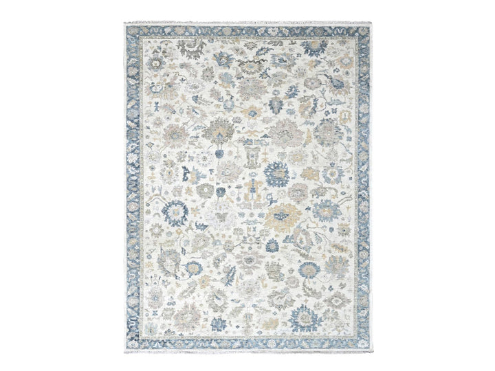 8'11" x 12'1" New Hand Knotted Ivory Wool Rectangle Oriental Rug - MOA10210224