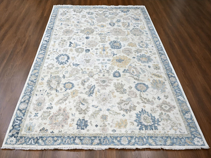 8'11" x 12'1" New Hand Knotted Ivory Wool Rectangle Oriental Rug - MOA10210224