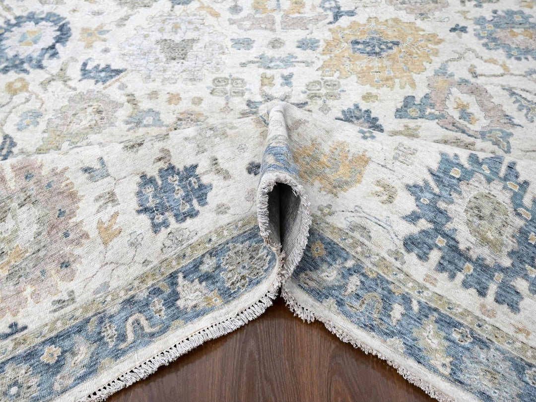 8'11" x 12'1" New Hand Knotted Ivory Wool Rectangle Oriental Rug - MOA10210224