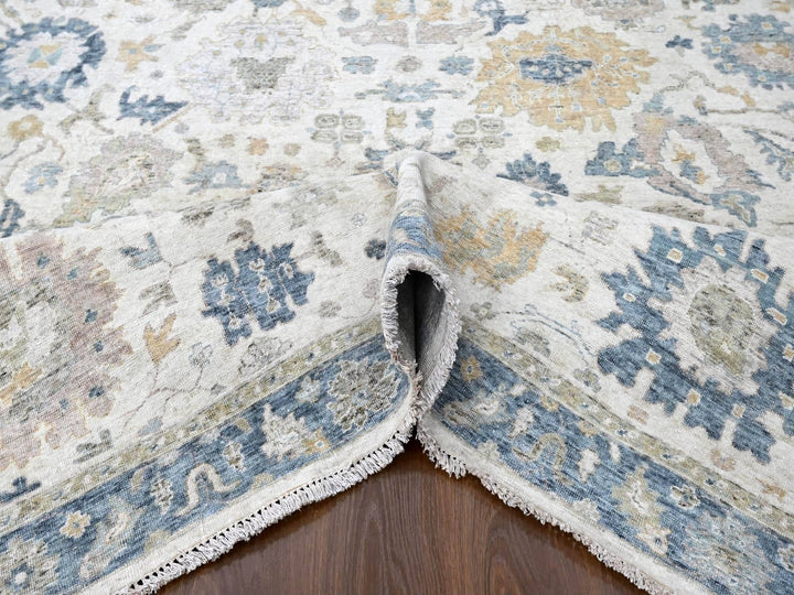 8'11" x 12'1" New Hand Knotted Ivory Wool Rectangle Oriental Rug - MOA10210224