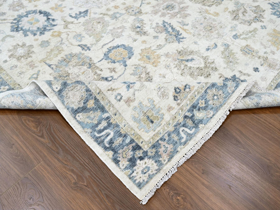 8'11" x 12'1" New Hand Knotted Ivory Wool Rectangle Oriental Rug - MOA10210224