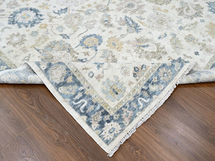 8'11" x 12'1" New Hand Knotted Ivory Wool Rectangle Oriental Rug - MOA10210224