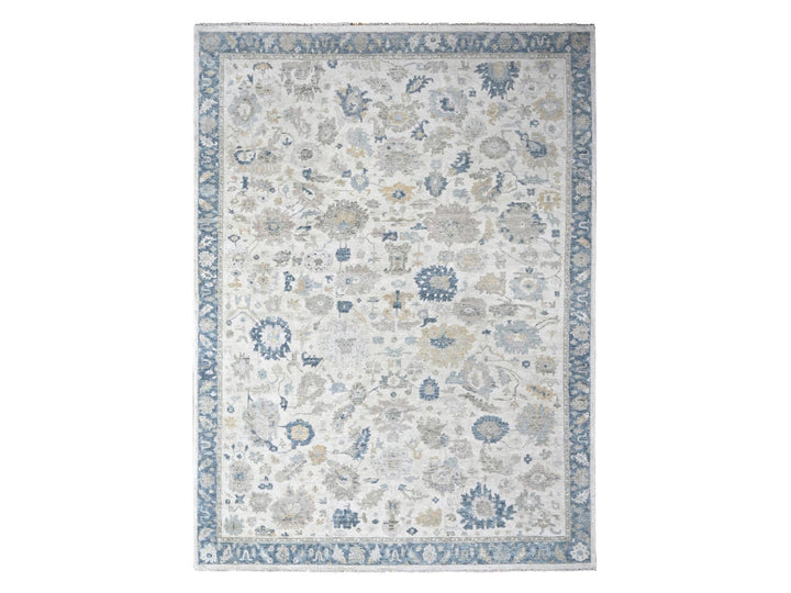 10'0" x 13'9" New Hand Knotted Ivory Wool Rectangle Oriental Rug - MOA10210225