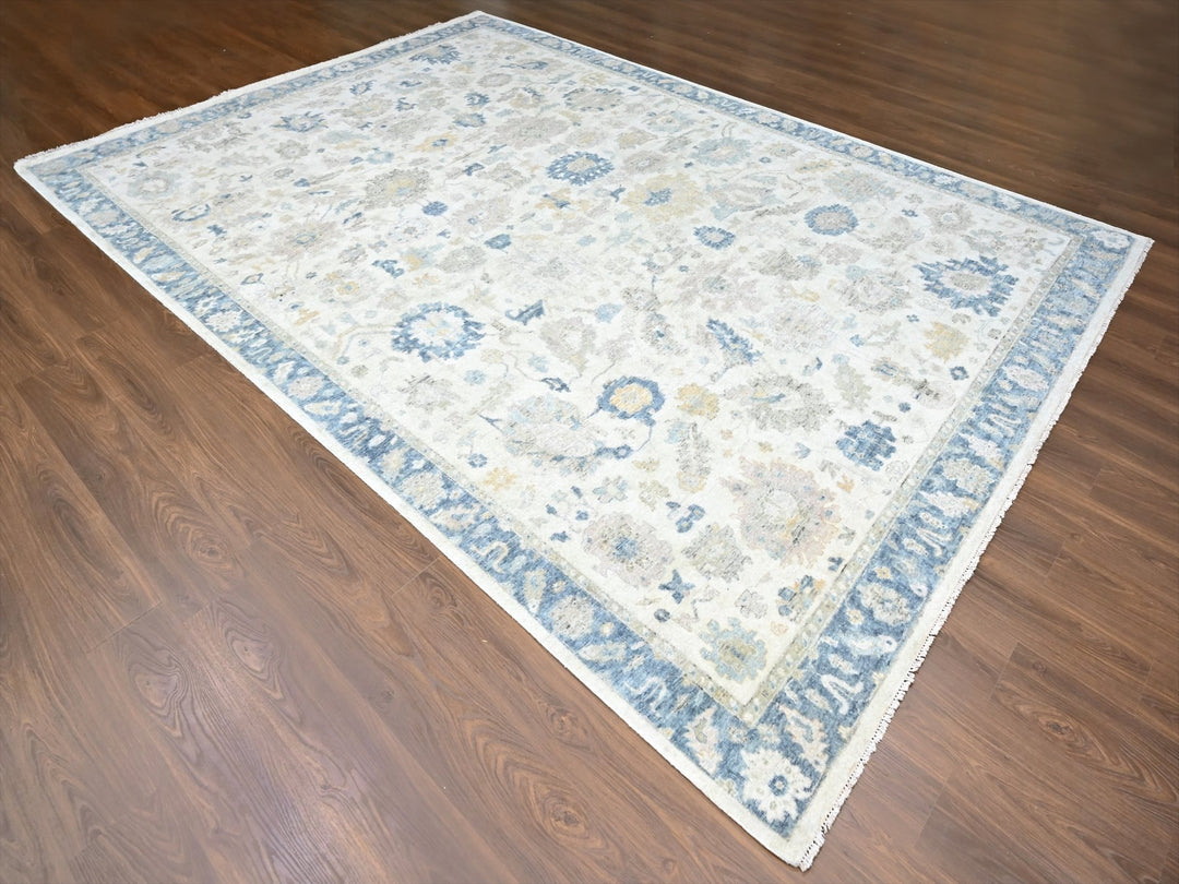 10'0" x 13'9" New Hand Knotted Ivory Wool Rectangle Oriental Rug - MOA10210225