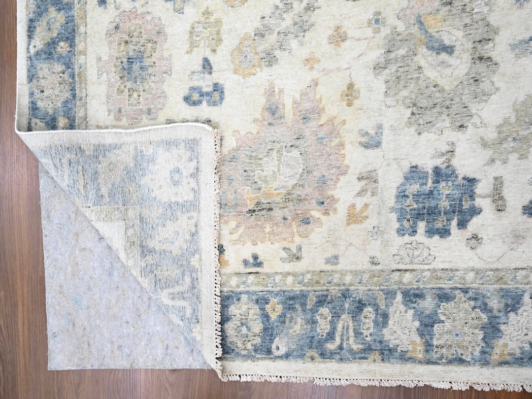 10'0" x 13'9" New Hand Knotted Ivory Wool Rectangle Oriental Rug - MOA10210225