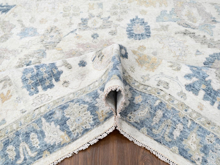 10'0" x 13'9" New Hand Knotted Ivory Wool Rectangle Oriental Rug - MOA10210225