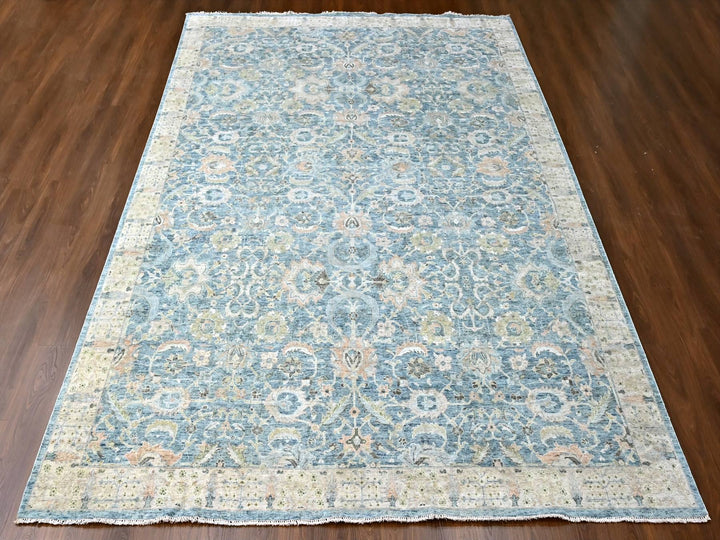 9'10" x 13'11" New Hand Knotted Blue Wool Rectangle Oriental Rug - MOA10210230