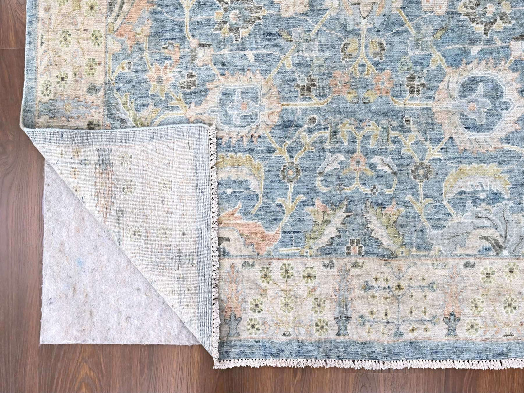 9'10" x 13'11" New Hand Knotted Blue Wool Rectangle Oriental Rug - MOA10210230