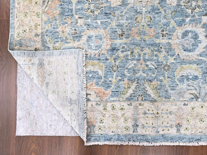 9'10" x 13'11" New Hand Knotted Blue Wool Rectangle Oriental Rug - MOA10210230