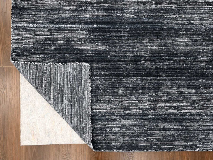 8'3" x 10'0" New Hand Loomed Black Wool & Silk Rectangle Oriental Rug - MOA10210268