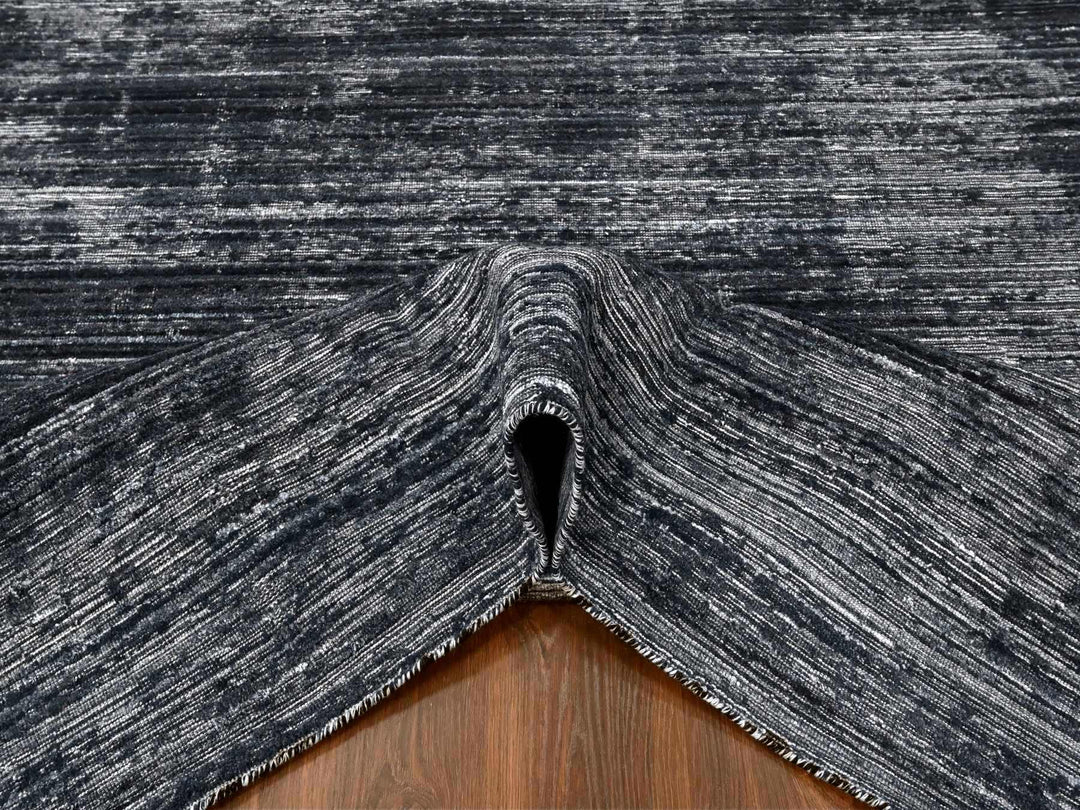 8'3" x 10'0" New Hand Loomed Black Wool & Silk Rectangle Oriental Rug - MOA10210268