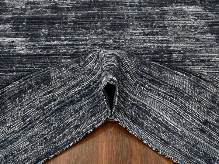 8'3" x 10'0" New Hand Loomed Black Wool & Silk Rectangle Oriental Rug - MOA10210268