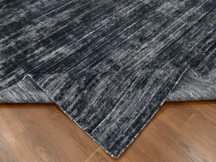 8'3" x 10'0" New Hand Loomed Black Wool & Silk Rectangle Oriental Rug - MOA10210268