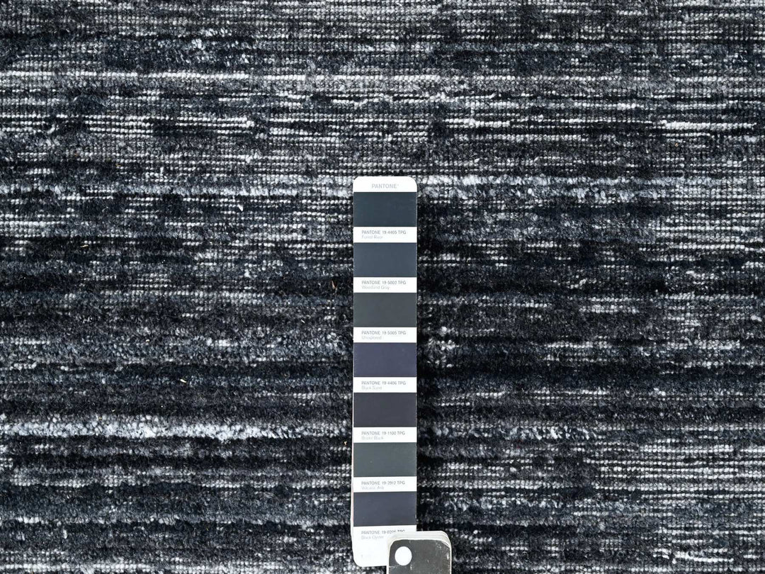 8'3" x 10'0" New Hand Loomed Black Wool & Silk Rectangle Oriental Rug - MOA10210268