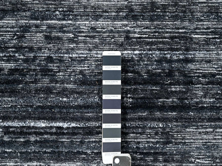 8'3" x 10'0" New Hand Loomed Black Wool & Silk Rectangle Oriental Rug - MOA10210268