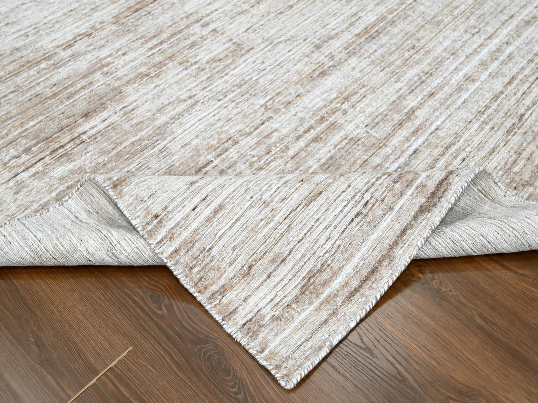 8'0" x 10'0" New Hand Loomed Brown Wool & Silk Rectangle Oriental Rug - MOA10210269