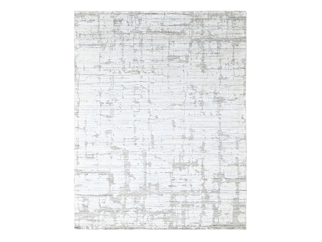 7'11" x 10'0" New Hand Loomed Ivory Wool & Silk Rectangle Oriental Rug - MOA10210270