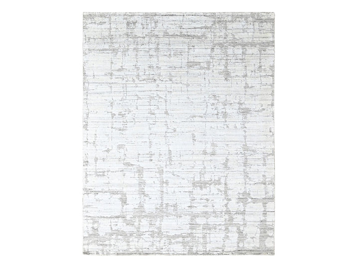 7'11" x 10'0" New Hand Loomed Ivory Wool & Silk Rectangle Oriental Rug - MOA10210270